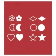 12 embouts pyrograveur (poinçons) coeur/étoile/demi-lune/losange/rond/fleur