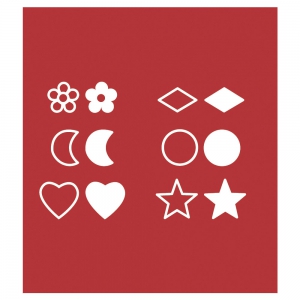 12 embouts pyrograveur (poinçons) coeur/étoile/demi-lune/losange/rond/fleur