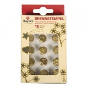 12 embouts pyrograveur (poinçons) coeur/étoile/demi-lune/losange/rond/fleur