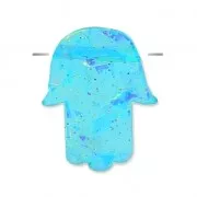 Mano di Fatima forata da parte a parte 14 mm imitazione Opalo Turchese