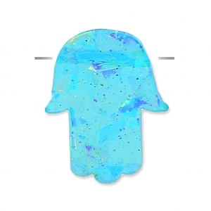 Mano di Fatima forata da parte a parte 14 mm imitazione Opalo Turchese