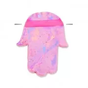 Mano di Fatima forata da parte a parte 14 mm imitazione Opalo Rosa