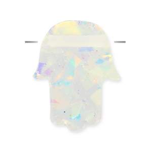 Mano di Fatima forata da parte a parte 14 mm imitazione Opalo