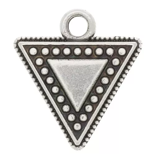 Ciondolo double triangolo 15 mmPlaccatura argento antico x1