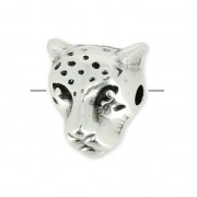 Ciondolo testa di leopardo mm. 10 Placcatura argento antico x1|raw }}