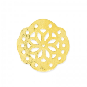 Distanziatore martellato 5 file mandalas 19mm Dorato con oro fino satinato x1