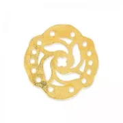 Distanziatore martellato a 5 file con fiore mandala 19 mm Dorato con oro fino x1