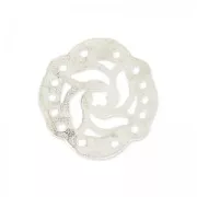 Distanziatore martellato 5 file mandalas 19mm argentato satinato x1