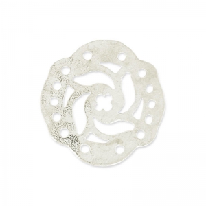 Distanziatore martellato 5 file mandalas 19mm argentato satinato x1