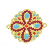 Distanziatore résine époxy 2 anelli 33 mm Bordeaux/Blu/dorato con oro fino x1