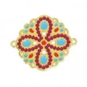 Distanziatore résine époxy 2 anelli 33 mm Bordeaux/Blu/dorato con oro fino x1