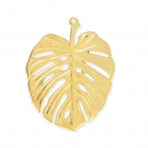 Pendentif en métal feuille de philodendron 50 mm Dorato con oro fino x1