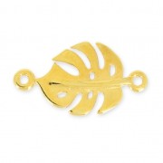 Distanziatore in metallo Foglia di filodendro 22 mm Dorato con oro fino  x1
