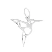 Ciondolo colibri origami 19 mm Argento 925  x1