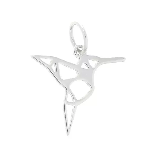 Ciondolo colibri origami 19 mm Argento 925  x1