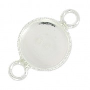 Distanziatore 2 anelli castone cabochon retro piatto Argento 925 mm. 10