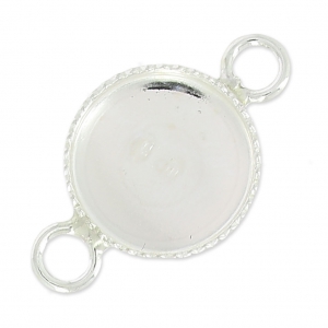 Distanziatore 2 anelli castone cabochon retro piatto Argento 925 mm. 10