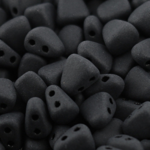 Perline di vetro ceco a due fori Nib-Bit 6x5 mm - Jet Mat x10g