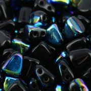 Perline di vetro ceco a due fori Nib-Bit 6x5 mm - Jet AB x10g