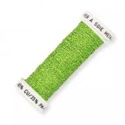 Fil à broder pour broderie de Lunéville métallisé au sextant tressé 4Vert Clair (025) x10m