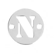 Distanziatore rotondo 2 fori lettera N 8.5 mm in Argento 925 x1