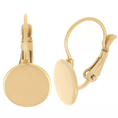 Base orecchini disco 10 mm in Acciaio Inox dorato x2