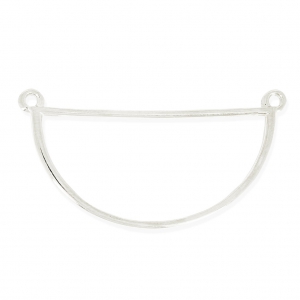 Distanziatore semi-cerchio 2 anelli da personalizzare 20x37 mm Placcatura argen x1
