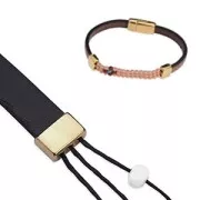 Terminale 3 fori per tessitura di perle e laccetto 10 mm dorato rosa