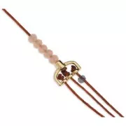 Terminale doppio 3 fori per tessitura di perle e cordone 1.5mm placcatura argento fino anticato