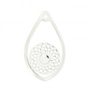 Pendentif goutte sertis 44x26 mm serti 6mm Placcatura argento fino x1