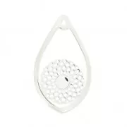 Pendentif goutte sertis 44x26 mm serti 6mm Placcatura argento fino x1