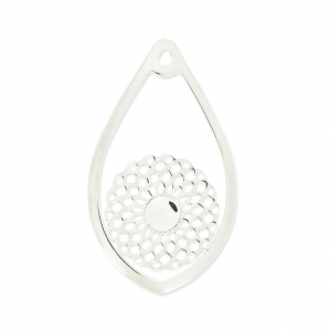 Pendentif goutte sertis 44x26 mm serti 6mm Placcatura argento fino x1