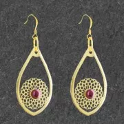 Pendentif goutte sertis 44x26 mm serti 6mm Placcatura argento fino x1