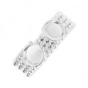 Anello in ottone doppio castone per cabochon a fondo piatto 6 mm argentato x1