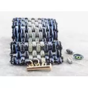 Perle in vetro (Rep. Ceca) 3 fori Cali Beads 3x8mm Jet Azuro x30