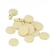Set di 17 perle rotonde piatte in legno grezzo naturale 15x3 mm x1