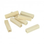 Set di 10 perle rettangolari in legno grezzo naturale 30x7 mm|raw }}