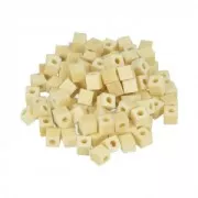 Set di 100 perle quadrate in legno grezzo naturale 5 mm x1