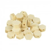 Set di 25 perle esagonali in legno grezzo naturale 10x5 mm x1|raw }}