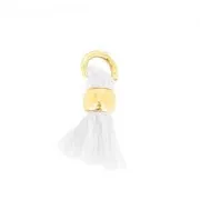 Mini Pompon di cotone 7 mm Bianco - Dorato con oro fino con oro fino x1