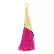 Pompon di cotonee 33 mm Fuchsia con coppetta Dorato con oro fino x1