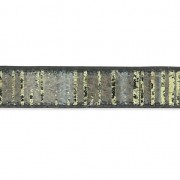 Nastro fantasia imitazione cuoio 5 mm strisce scure riflessi dorati x1.2m|raw }}
