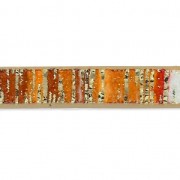 Nastro fantasia imitazione cuoio 5 mm strisce arancioni riflessi dorati x1.2m