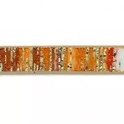 Nastro sintetico fantasia 5 mm a strisce arancioni con riflessi dorati x1,2m