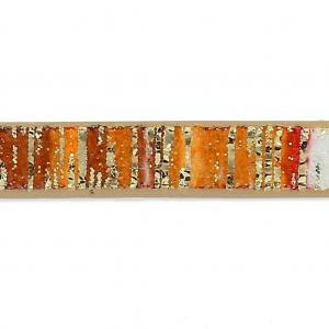 Nastro sintetico fantasia 5 mm a strisce arancioni con riflessi dorati x1,2m