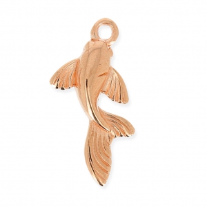 Ciondolo carpa koï mm. 26 dorato rosa x1