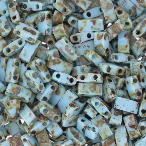 Miyuki Half Tila Beads 5x2.3x1.9 mm HTL-4514 - Op Turquoise Blue Picasso x10g