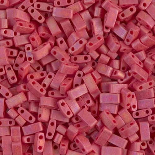 Miyuki Half Tila Beads 5x2.3x1.9 mm HTL-408FR - Opaque Red AB Mat x10g