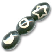 Perlina Oliva DZI in agata mm. 16x12 decorata stella