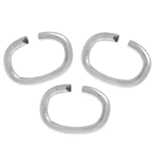 Anelli aperti ovali piccoli 3,3x2,4x0,4 mm - Targhette in rodio x1g